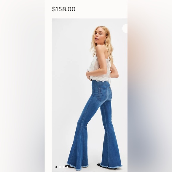 Free People Float on Flares …..Flared Blue Jeans.NWOT - Picture 4 of 13